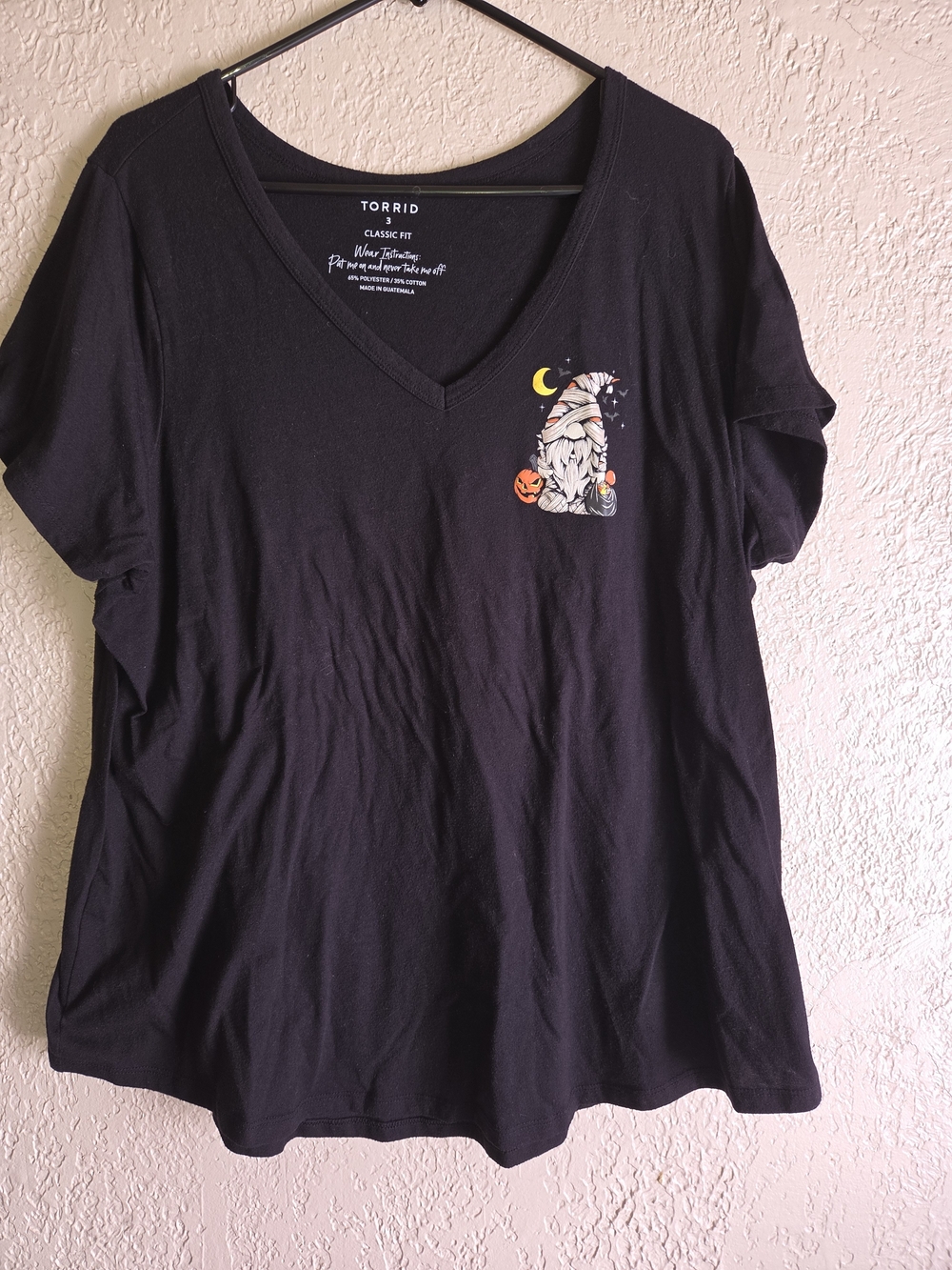 Torrid Black V-Neck Halloween Gnome Graphic Tee